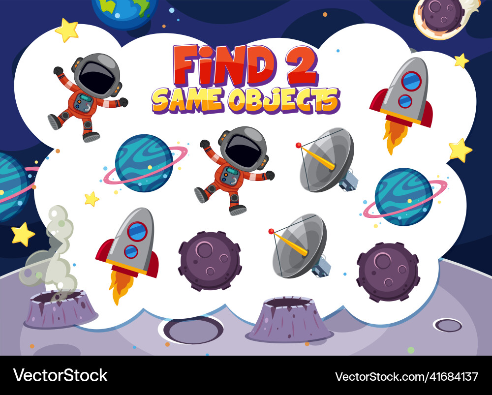 Find object game template of space Find object game template of space vector image