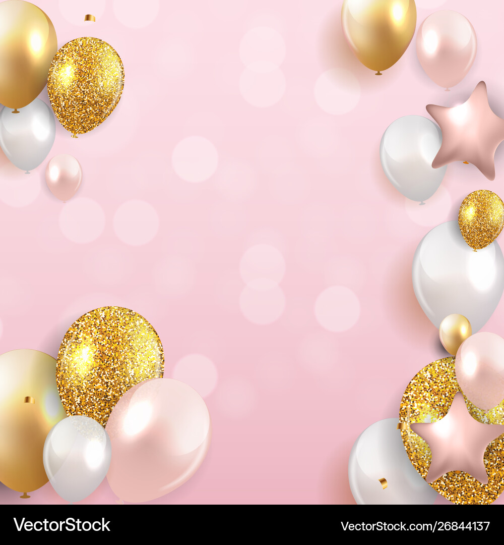 Glossy happy birthday balloons background Glossy happy birthday balloons background vector image