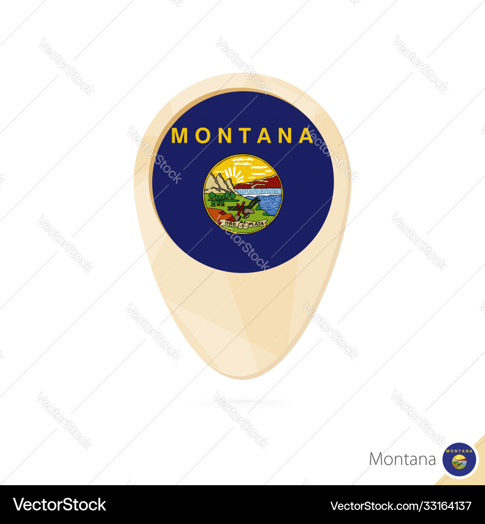 Map pointer with flag montana orange abstract Map pointer with flag montana orange abstract vector image