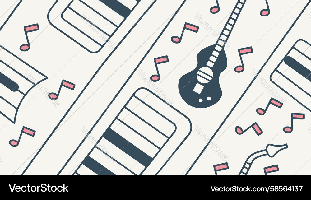 Musical Notes & Instruments Pattern Vector Image