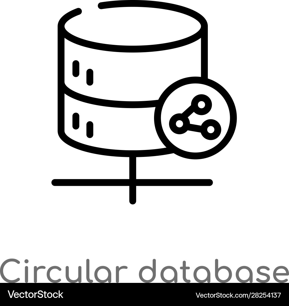 Outline circular database icon isolated black Outline circular database icon isolated black vector image