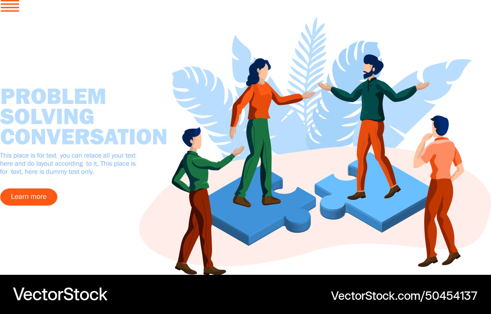 Problem solving with jigsaw and team conversation Problem solving with jigsaw and team conversation vector image