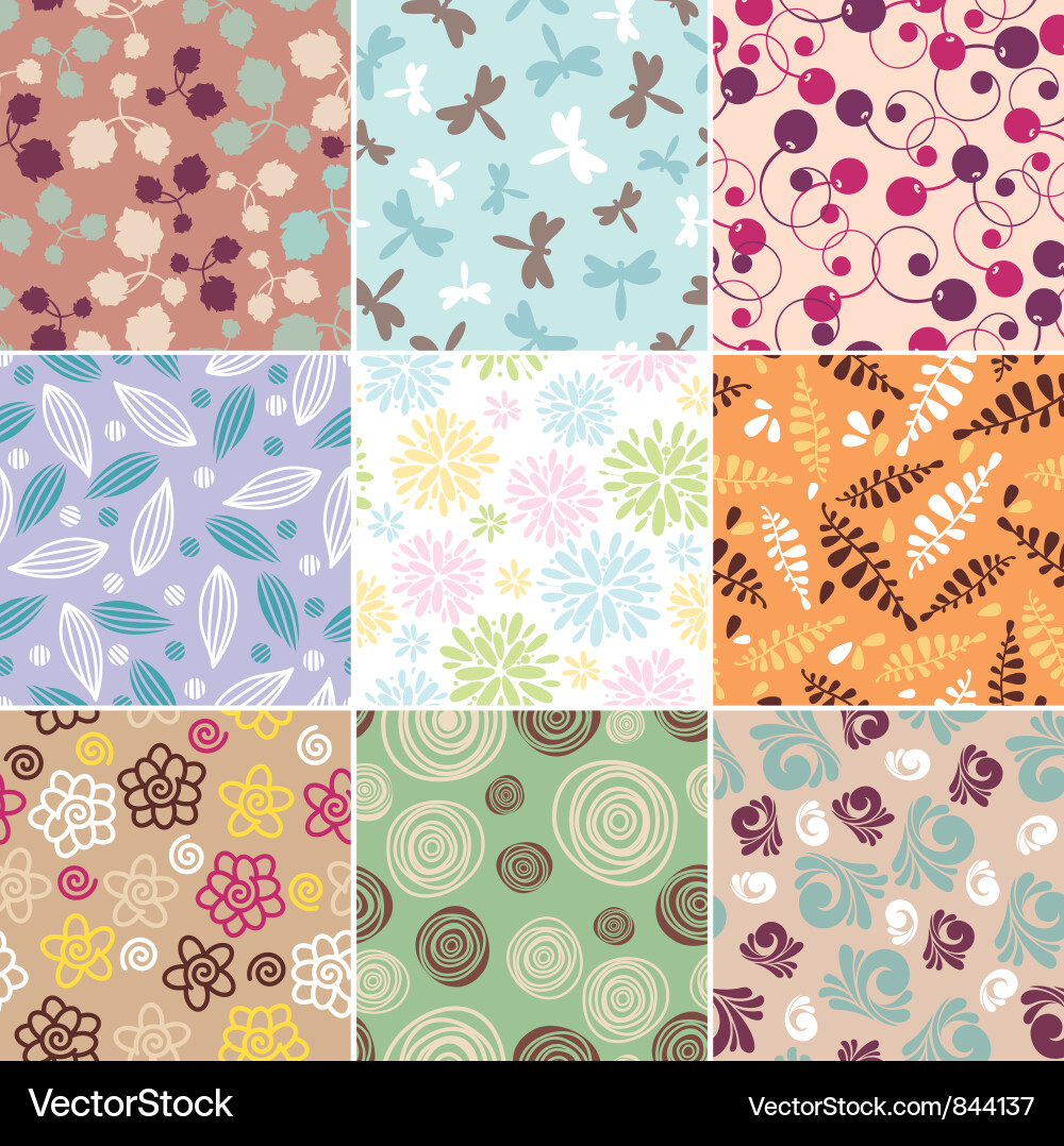 Seamless Floral Patterns Vector Image