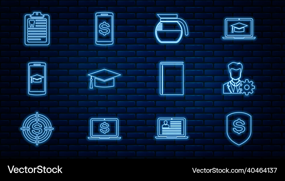 Set line shield and dollar profile settings Vector Image