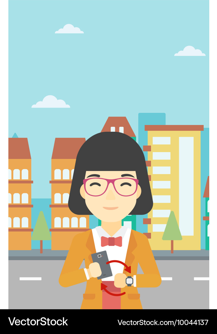 Synchronization between smartwatch and smartphone vector image