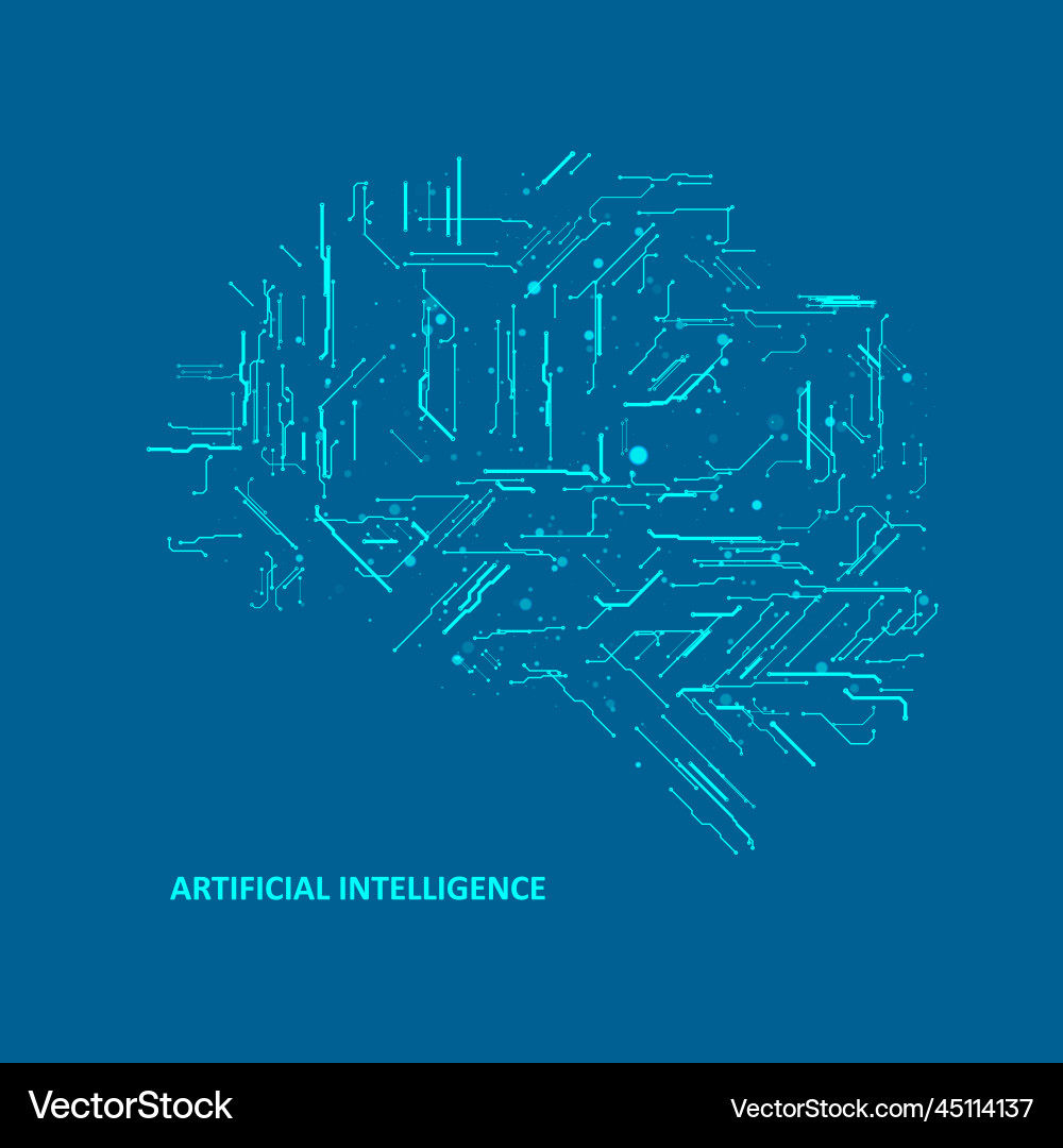 Technological brain and machine learning concept Technological brain and machine learning concept vector image