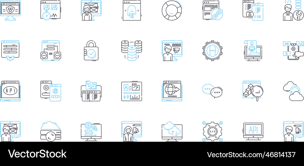 Web design linear icons set layout typography Web design linear icons set layout typography vector image