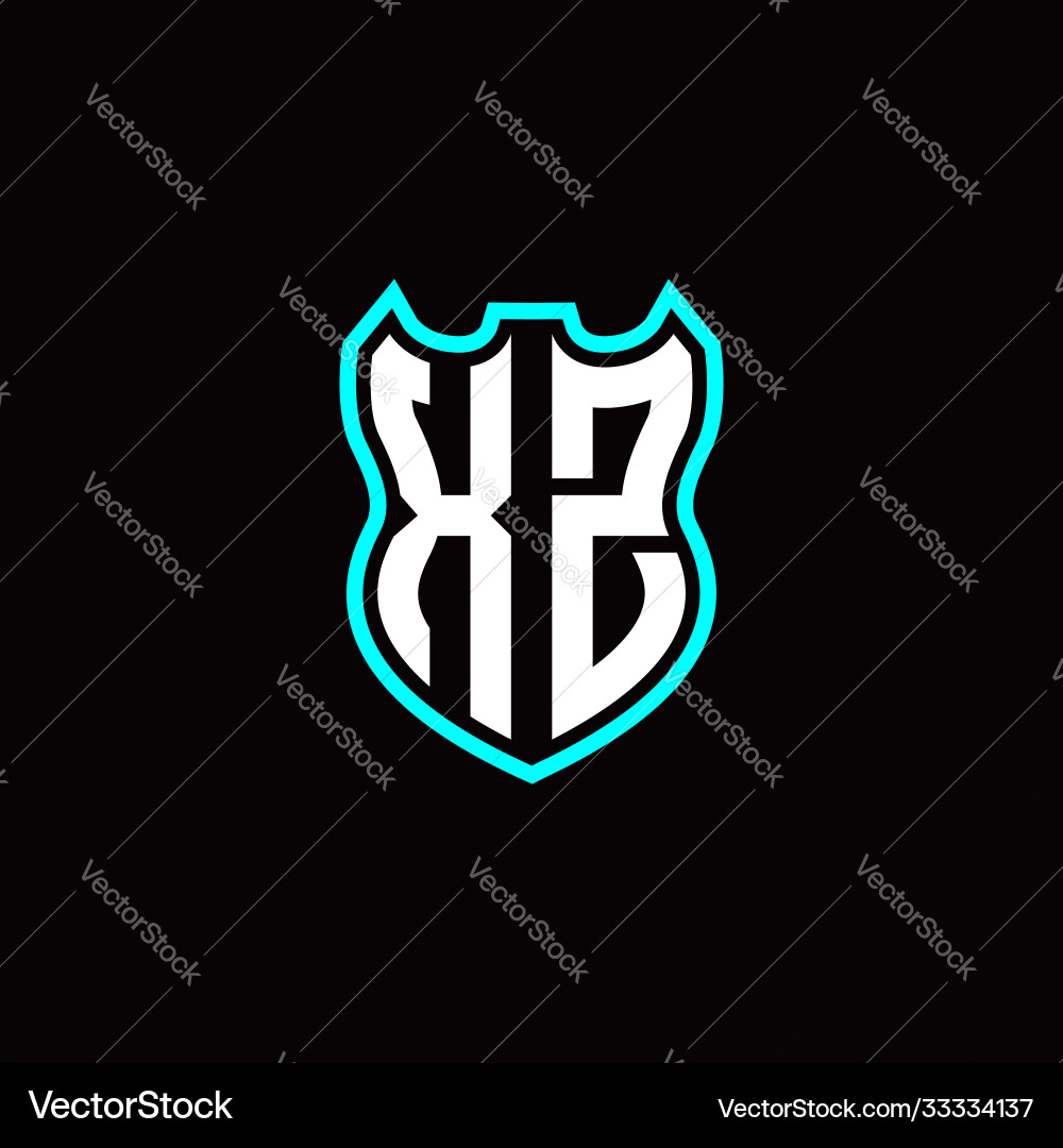 X z initial logo design with shield shape X z initial logo design with shield shape vector image