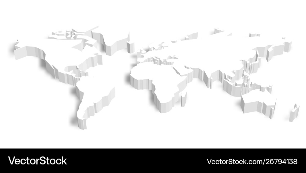3D World Map with Shadow vector image