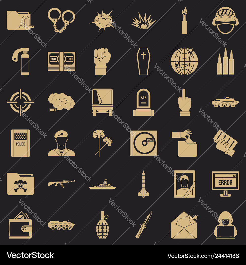 Army icons set simple style Army icons set simple style vector image