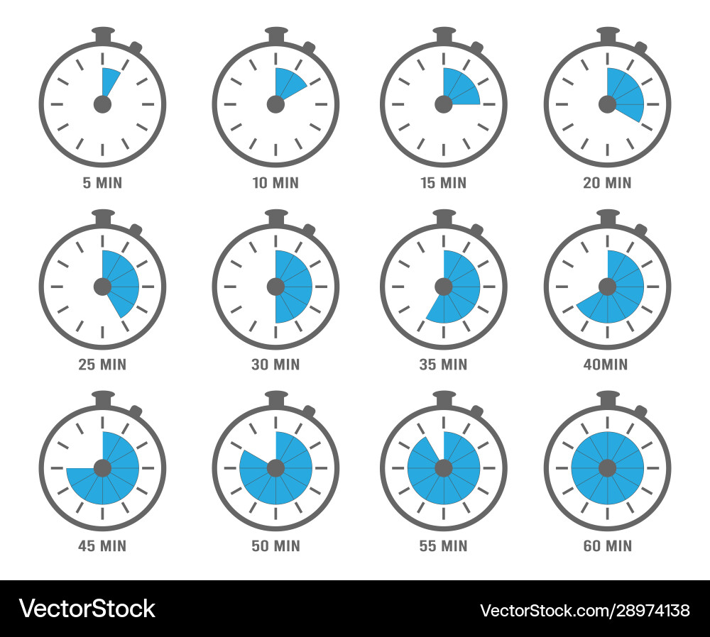 Clock symbols timers minutes and hours circle Clock symbols timers minutes and hours circle vector image