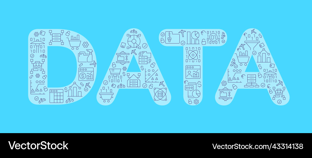 Data mining pixel perfect shaped concept filled Data mining pixel perfect shaped concept filled vector image