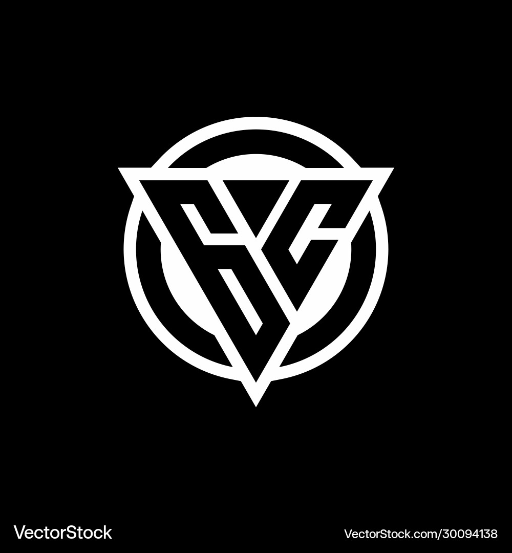 Gc logo with negative space triangle shape vector image