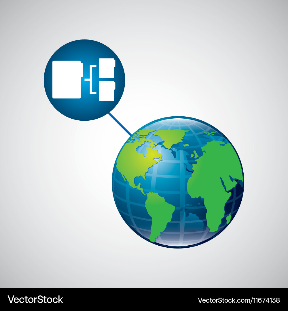 Globe world connection data transfer service vector image