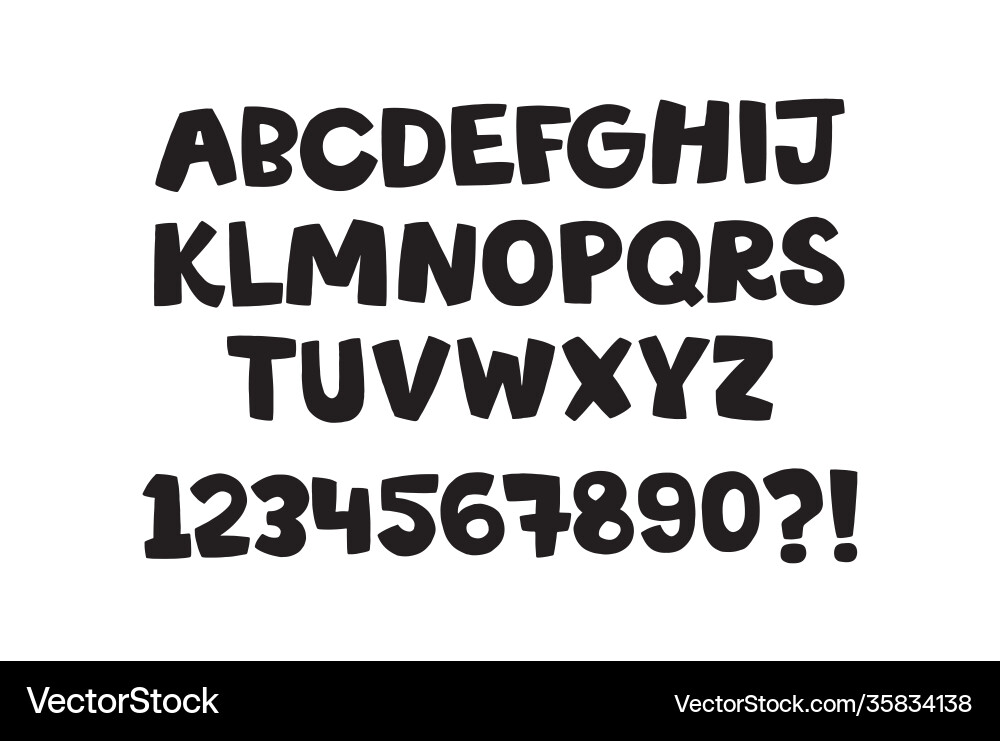 Hand-Drawn Alphabet Cartoon Vector Image