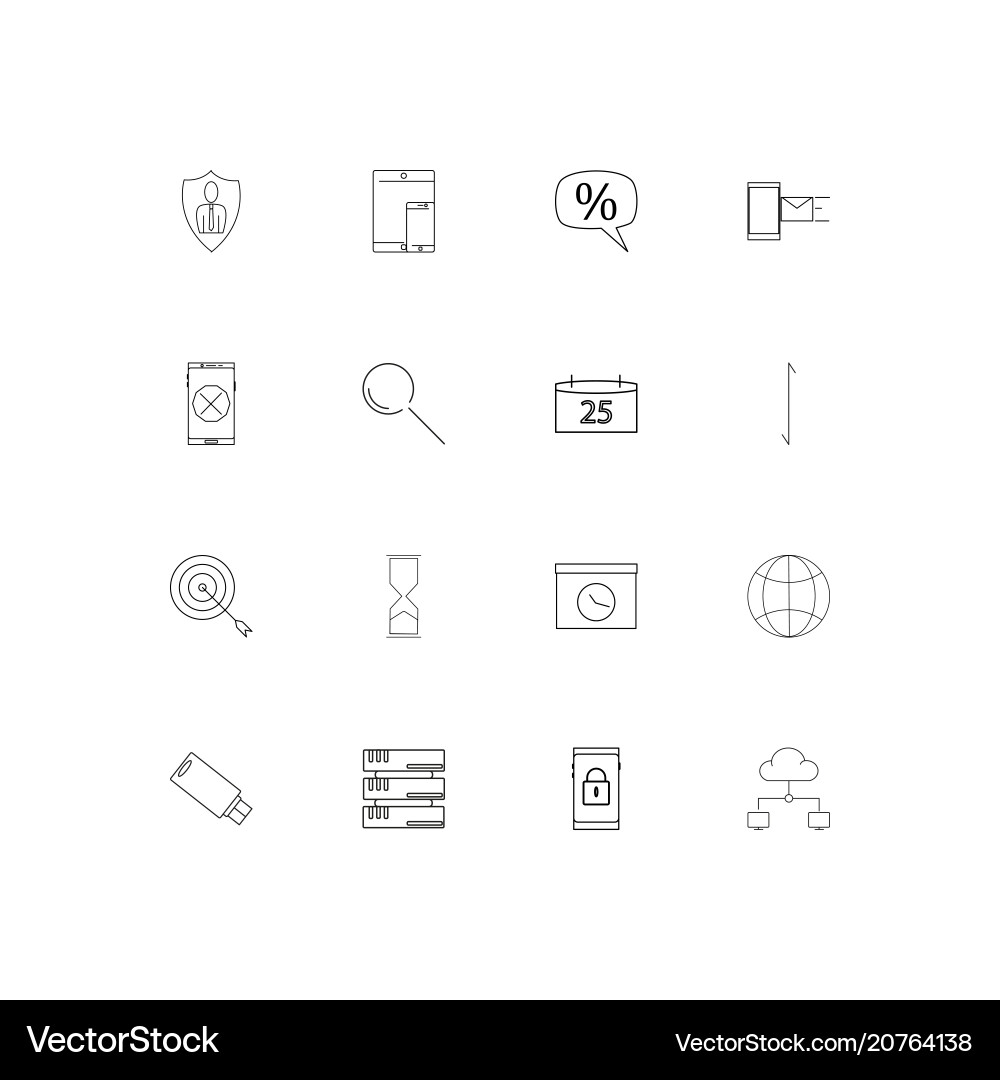 Internet technologies linear thin icons set Internet technologies linear thin icons set Vector Image