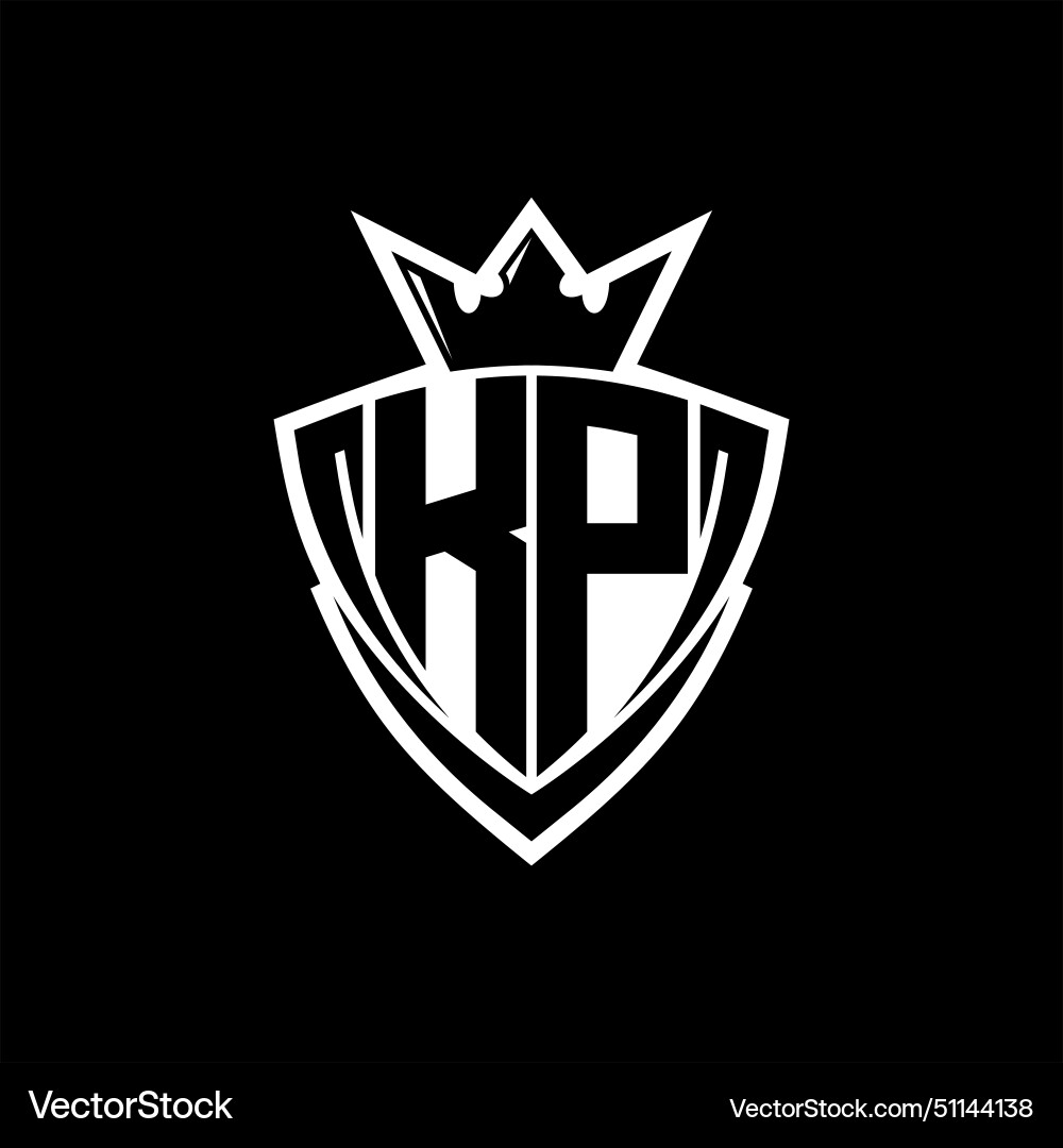 Kp letter logo with sharp triangle shield shape Kp letter logo with sharp triangle shield shape Vector Image