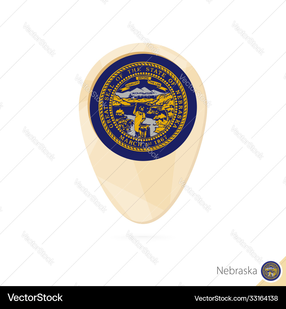 Map pointer with flag nebraska orange abstract Map pointer with flag nebraska orange abstract vector image