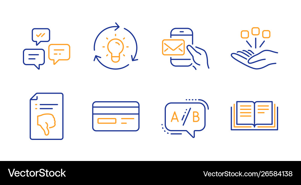Messenger mail idea and ab testing icons set Messenger mail idea and ab testing icons set vector image