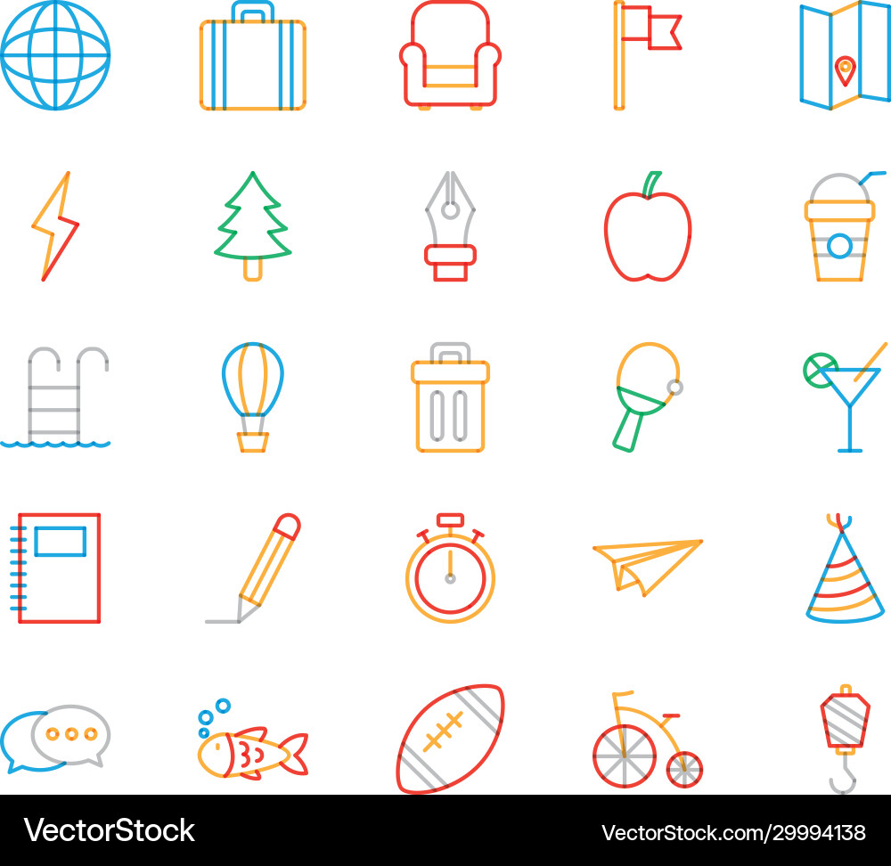 Objects multiply line style icon set design Objects multiply line style icon set design vector image