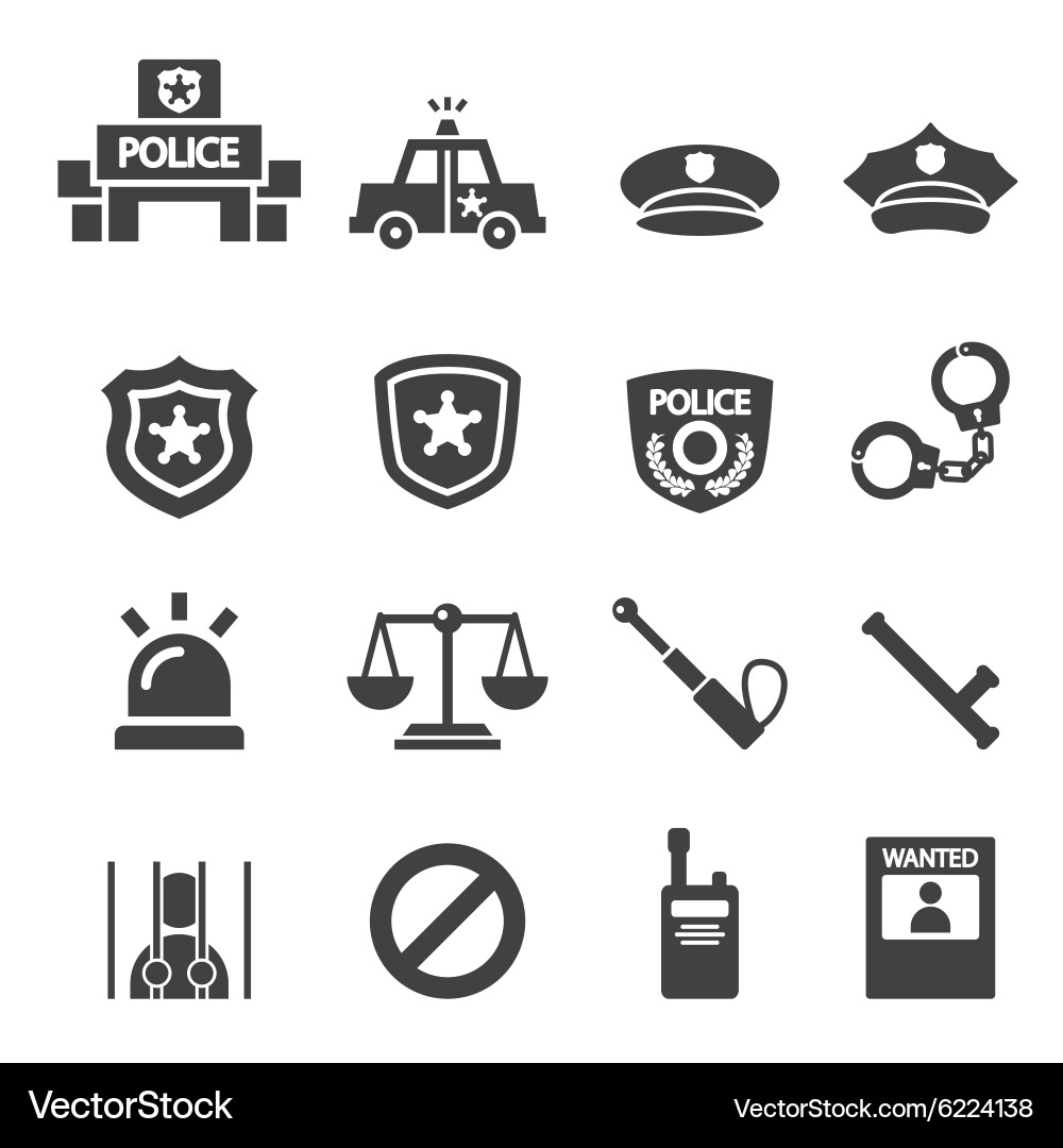 Police Icon Set Vector Image
