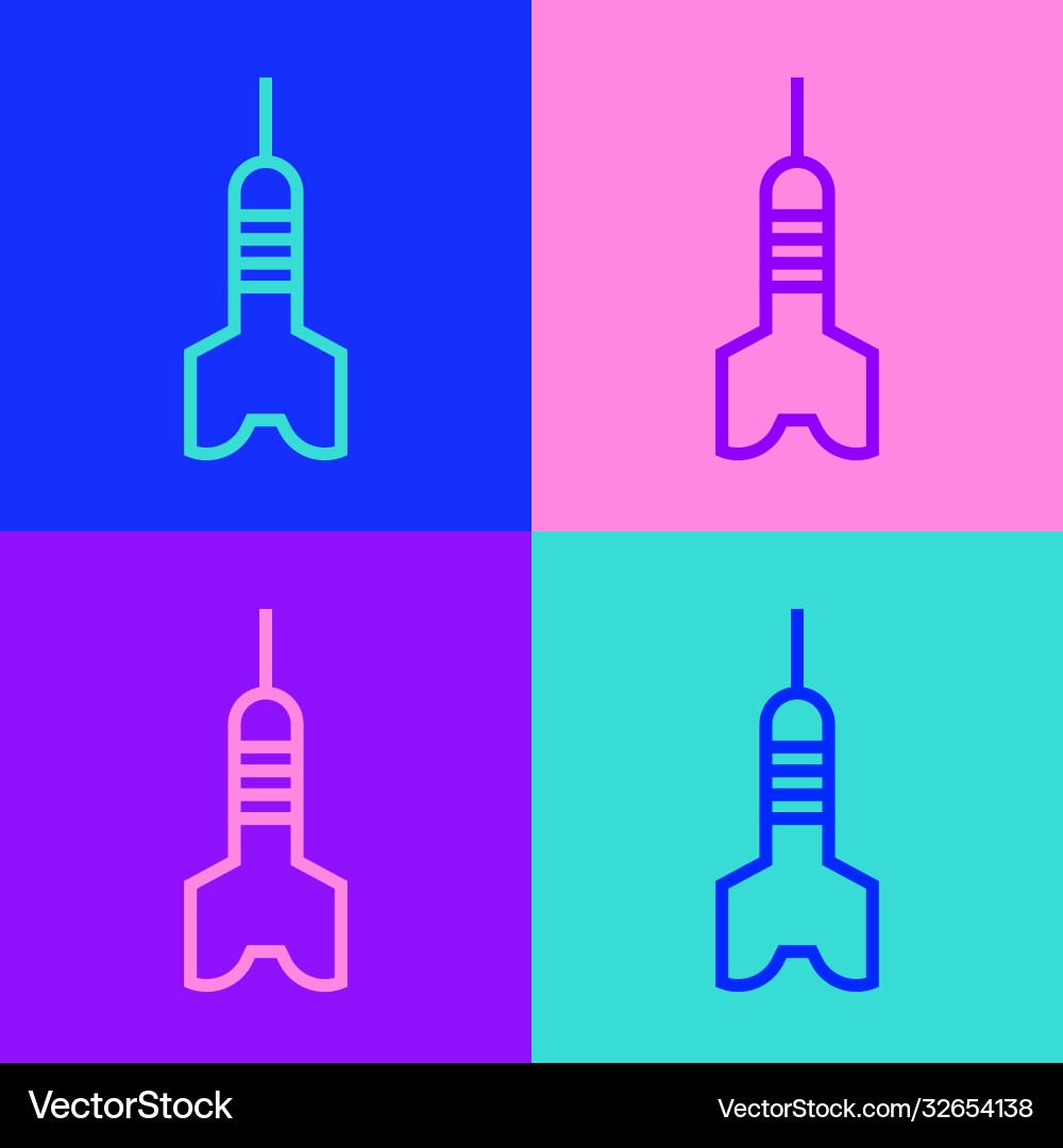 Pop art line dart arrow icon isolated on color Pop art line dart arrow icon isolated on color vector image