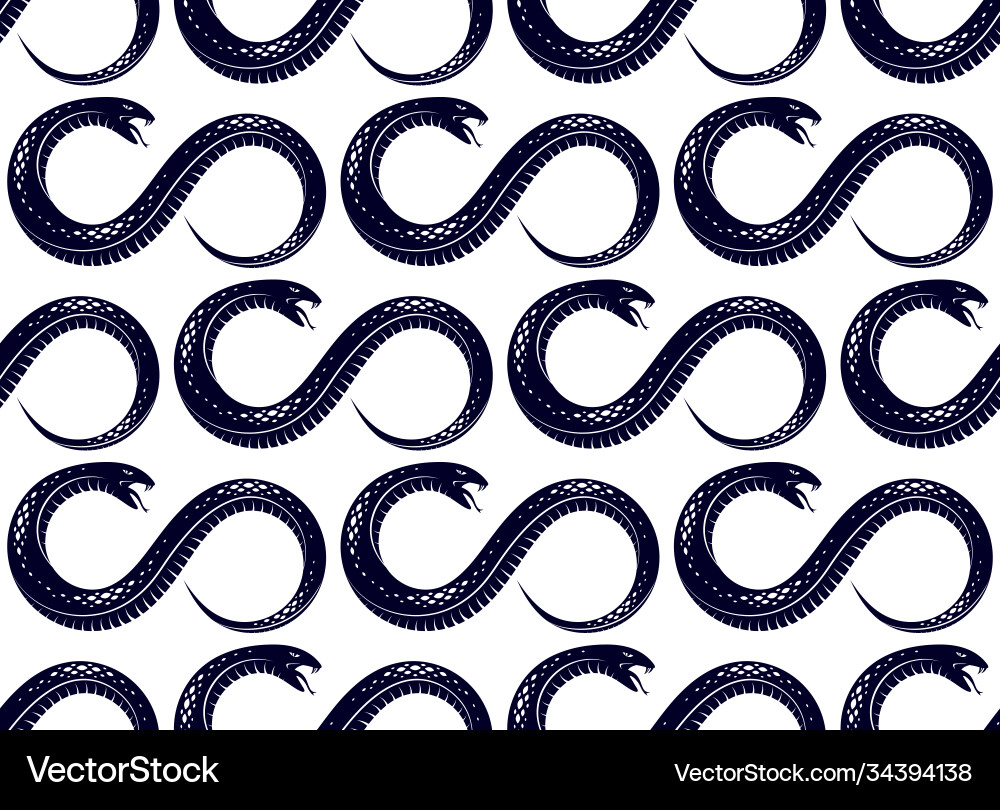 Repeat snakes seamless pattern tiling endless Repeat snakes seamless pattern tiling endless Vector Image