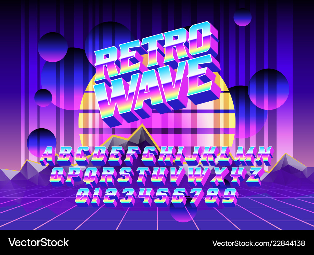 Retro Synth Wave Typography Vector Image