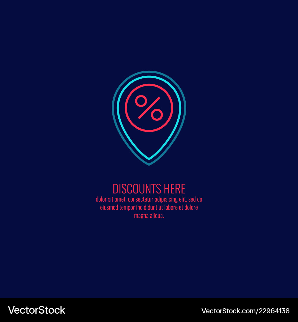 Sale map pointer icon on dark background Sale map pointer icon on dark background vector image