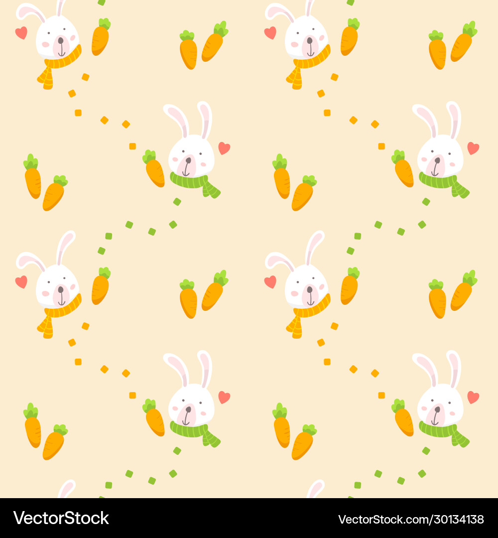 Seamless pattern with white rabbit and carrot Seamless pattern with white rabbit and carrot vector image