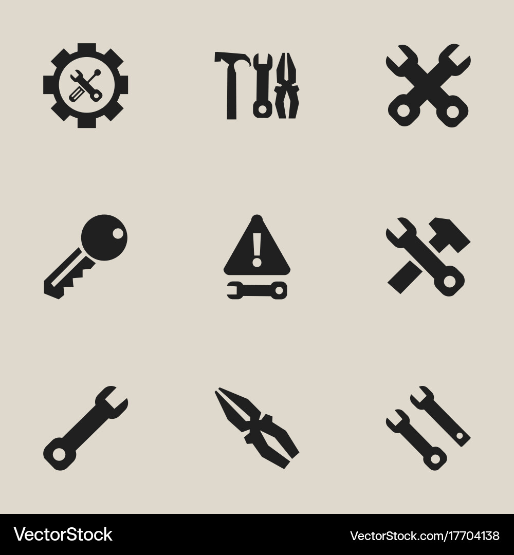 Set of 9 editable toolkit icons includes symbols vector image