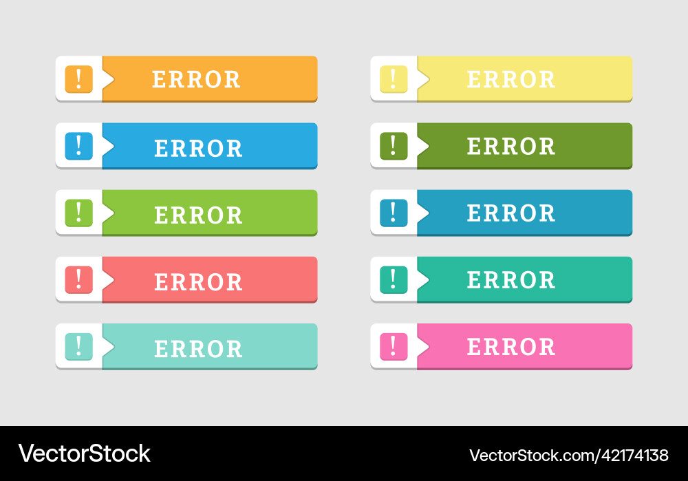 Set of colored buttons labeled error vector image