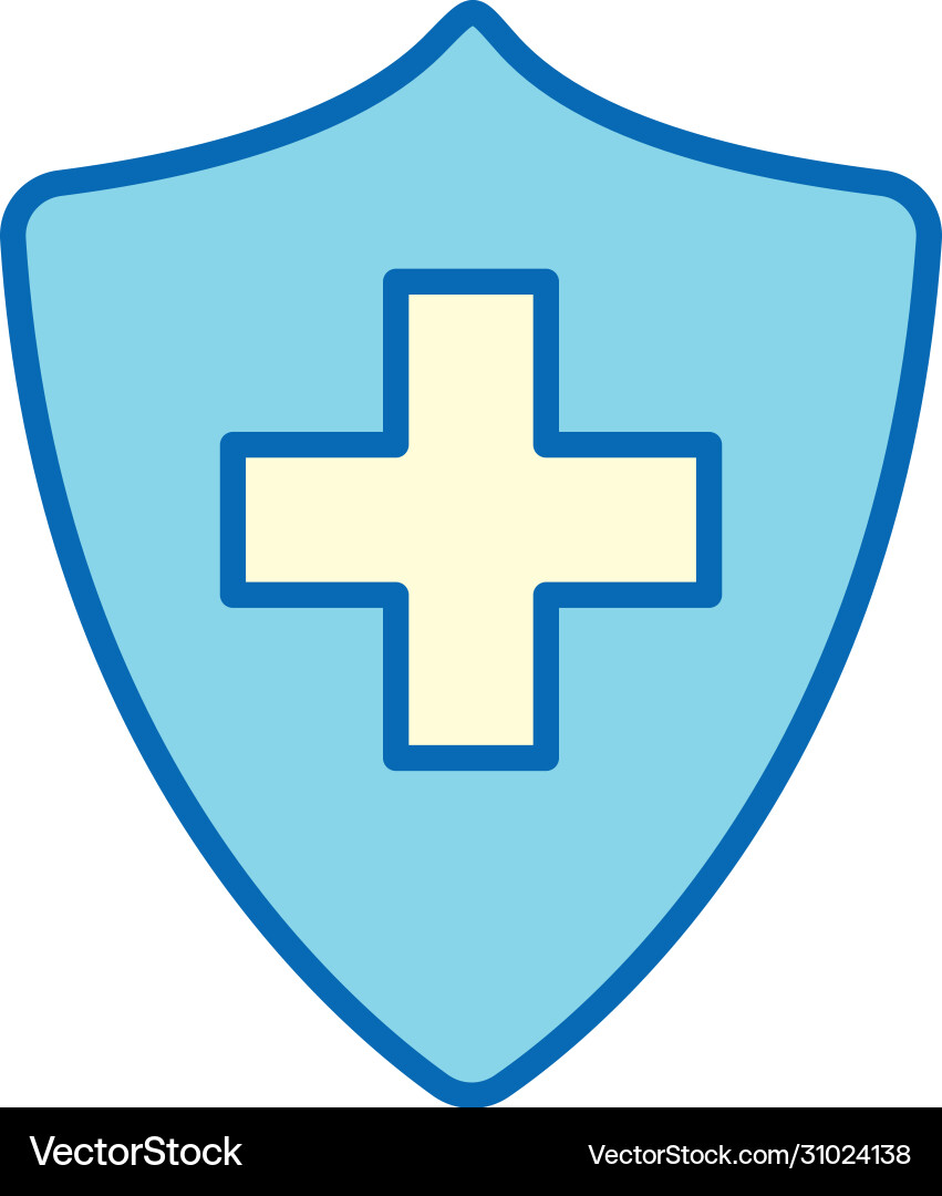 Shield with cross line and fill style icon vector image