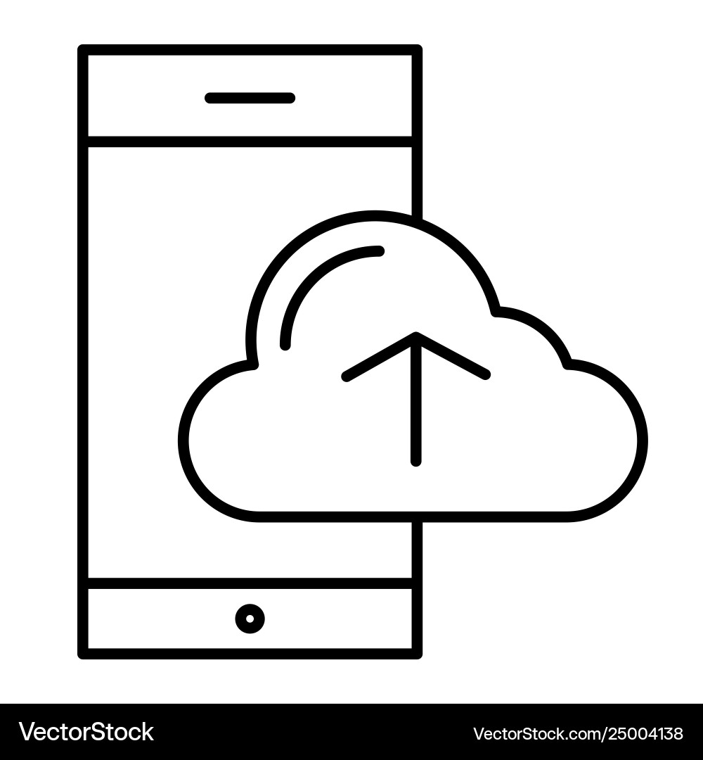 Smartphone and cloud computing thin line icon Smartphone and cloud computing thin line icon vector image