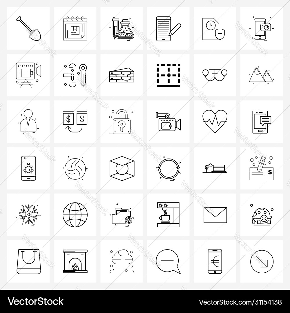 Stock icon set 36 line symbols for file data Vector Image