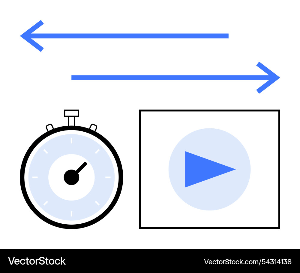 Stopwatch arrow and play button elements Stopwatch arrow and play button elements vector image