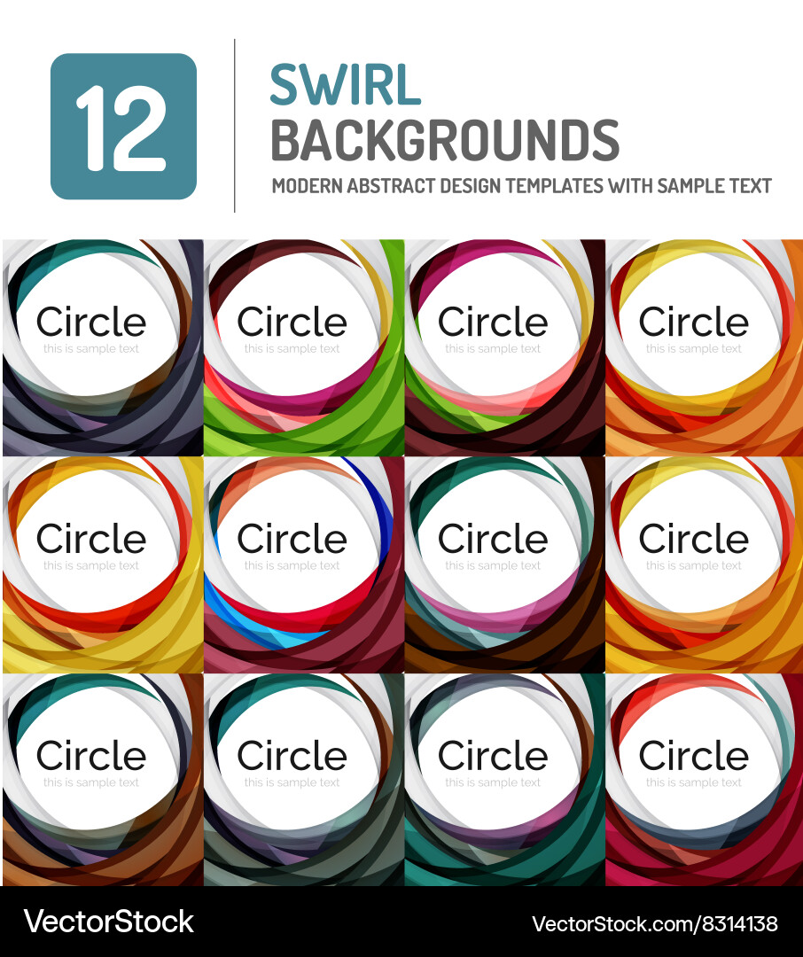 Swirl spiral shape wave background set vector image