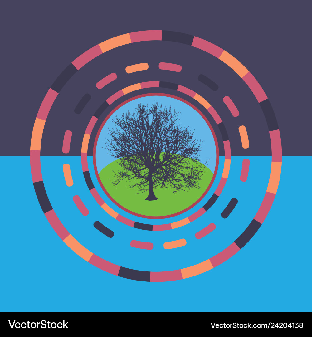 Technology colorful round background with tree Technology colorful round background with tree vector image
