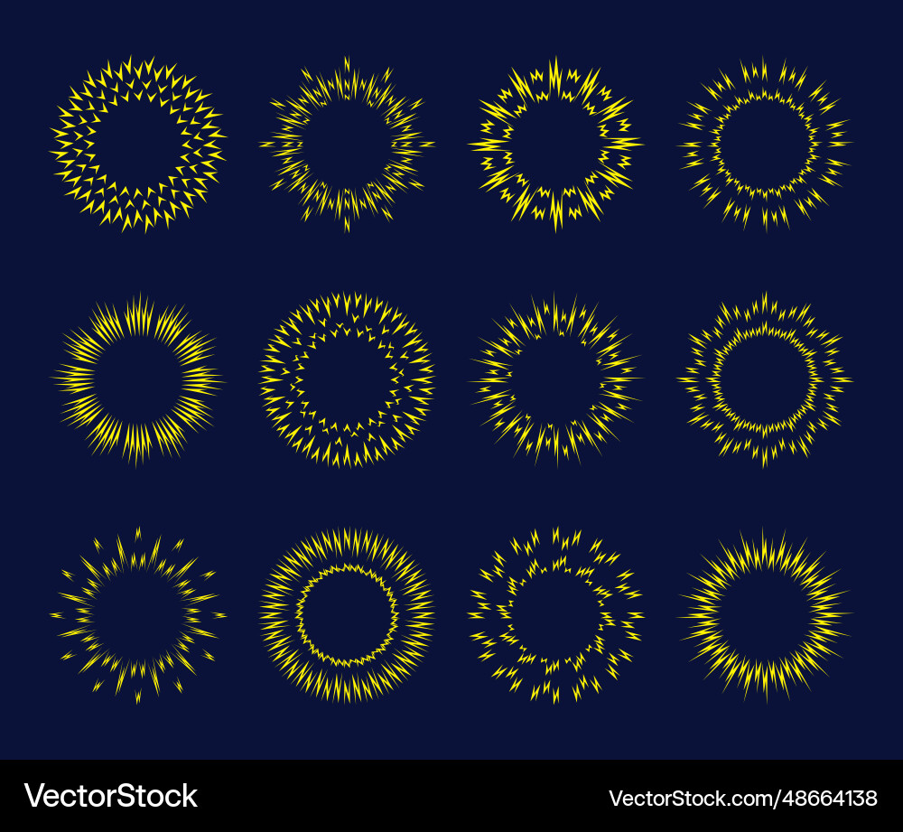 Various simple fireworks design element set Various simple fireworks design element set vector image