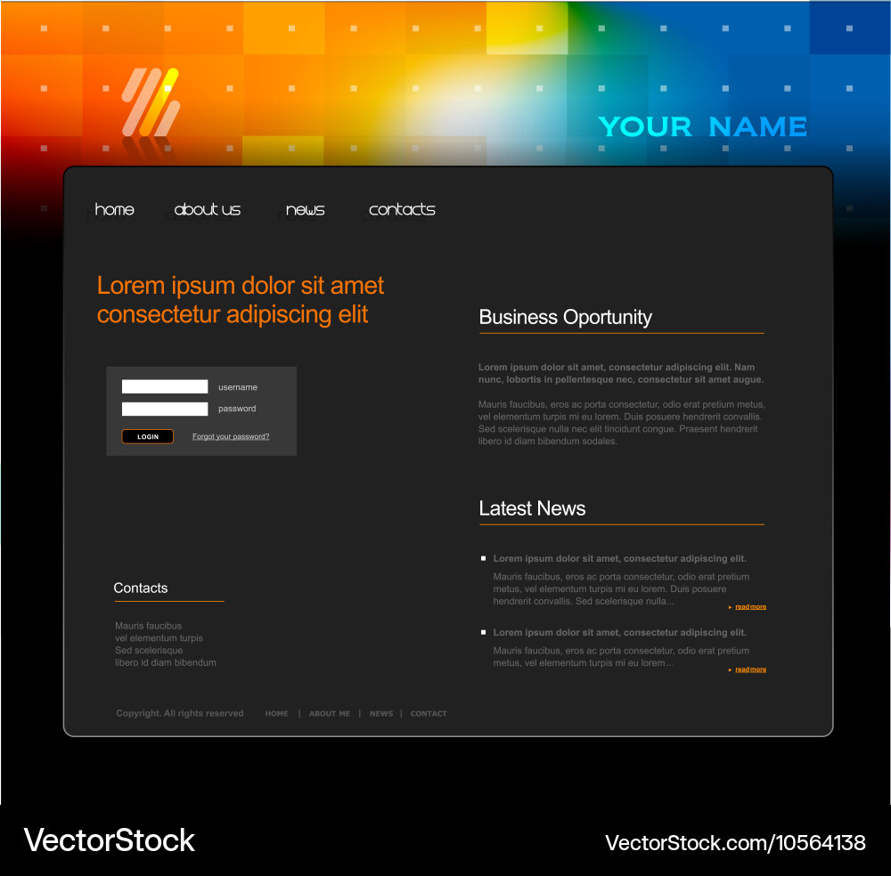 Website template with abstract header art vector image