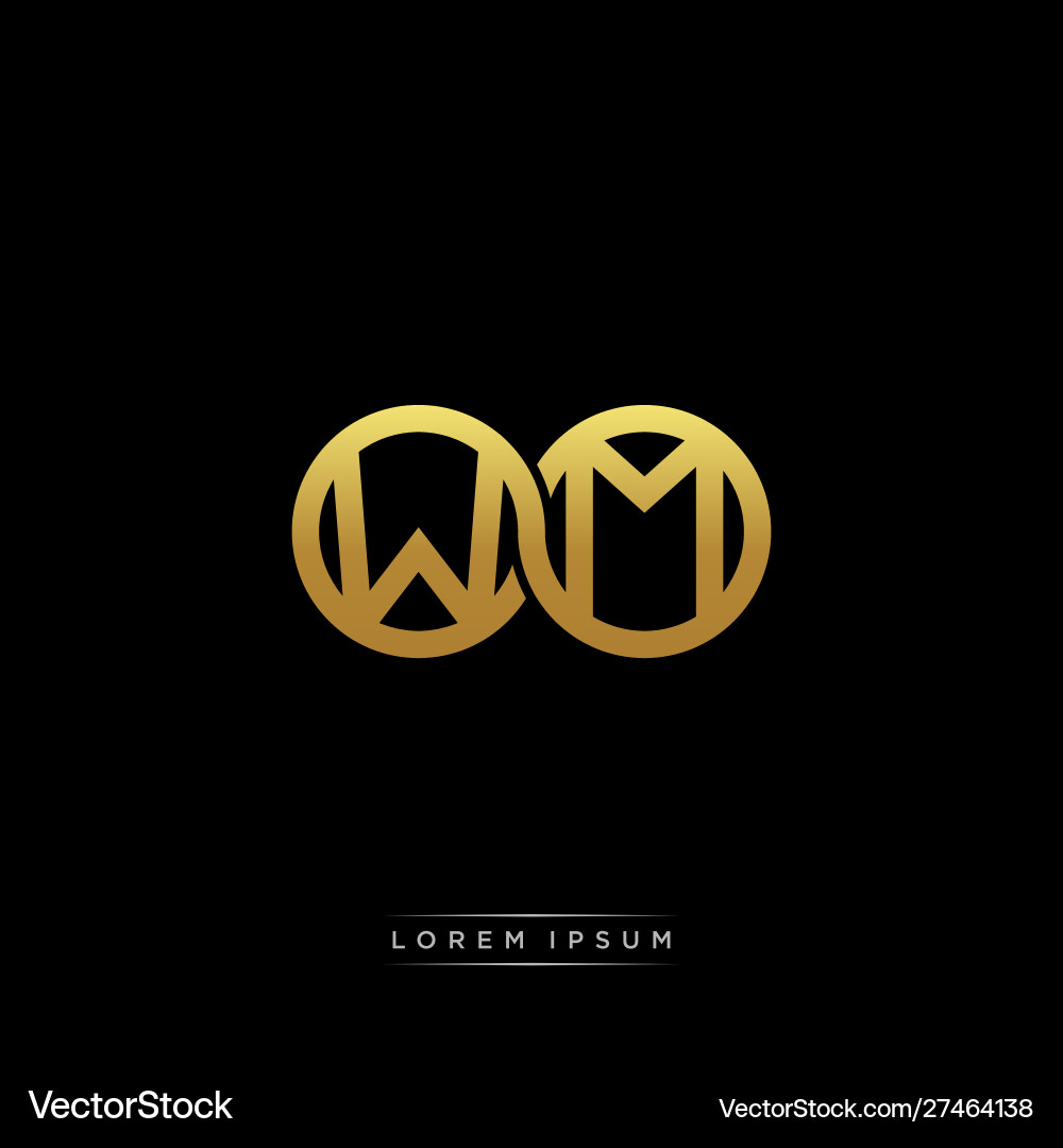 Wm initial letter linked circle capital monogram vector image