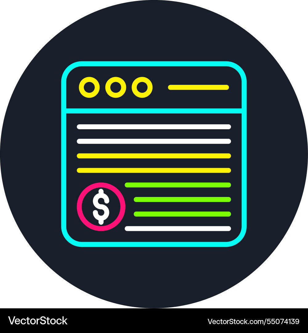 Browser line multi color icon vector image