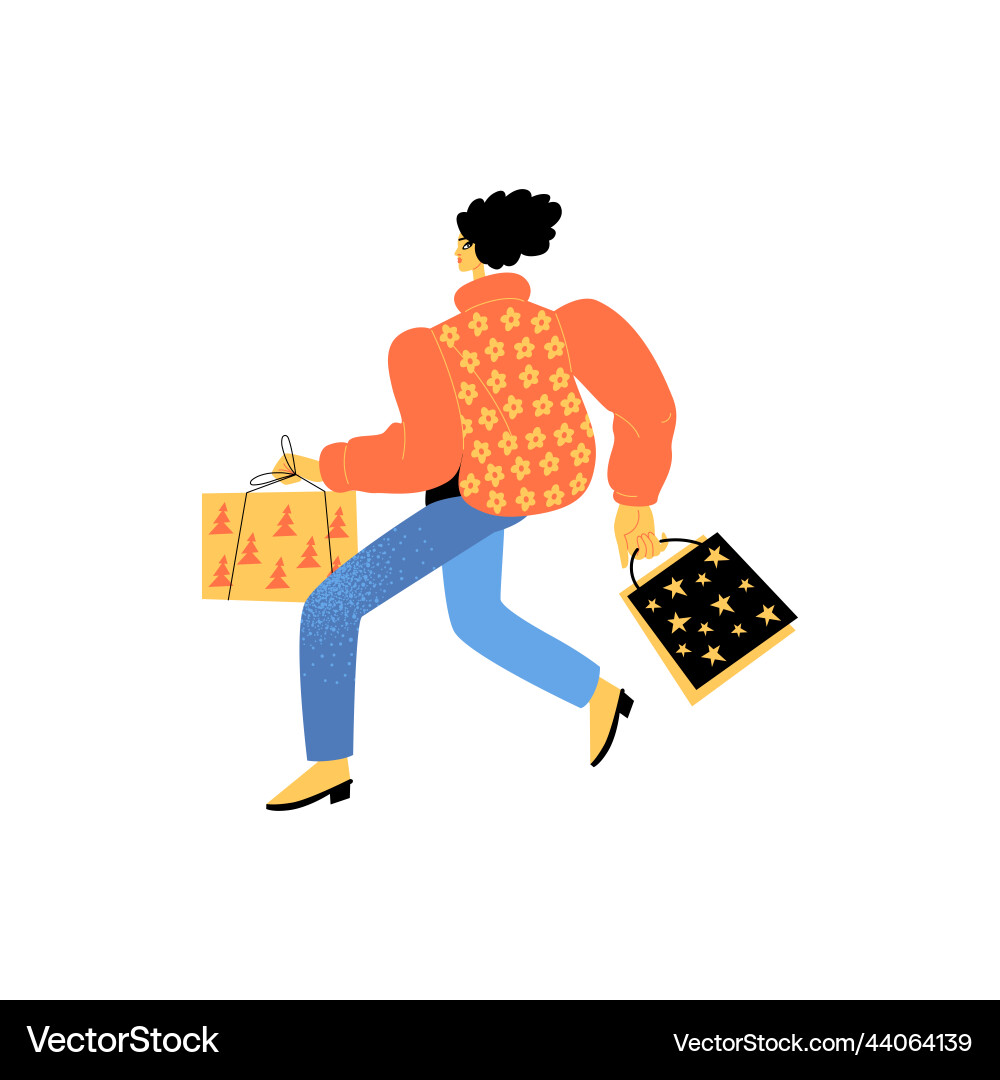Christmas sale concept a young woman Christmas sale concept a young woman vector image