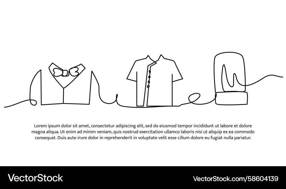 Continuous line design of waiters uniform single Continuous line design of waiters uniform single Vector Image