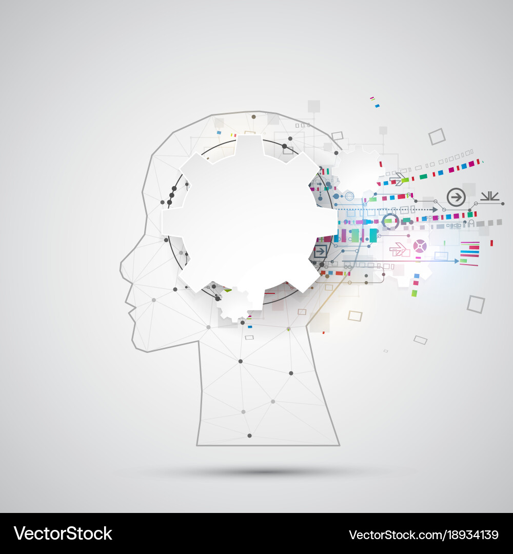 Creative brain concept background with triangular vector image