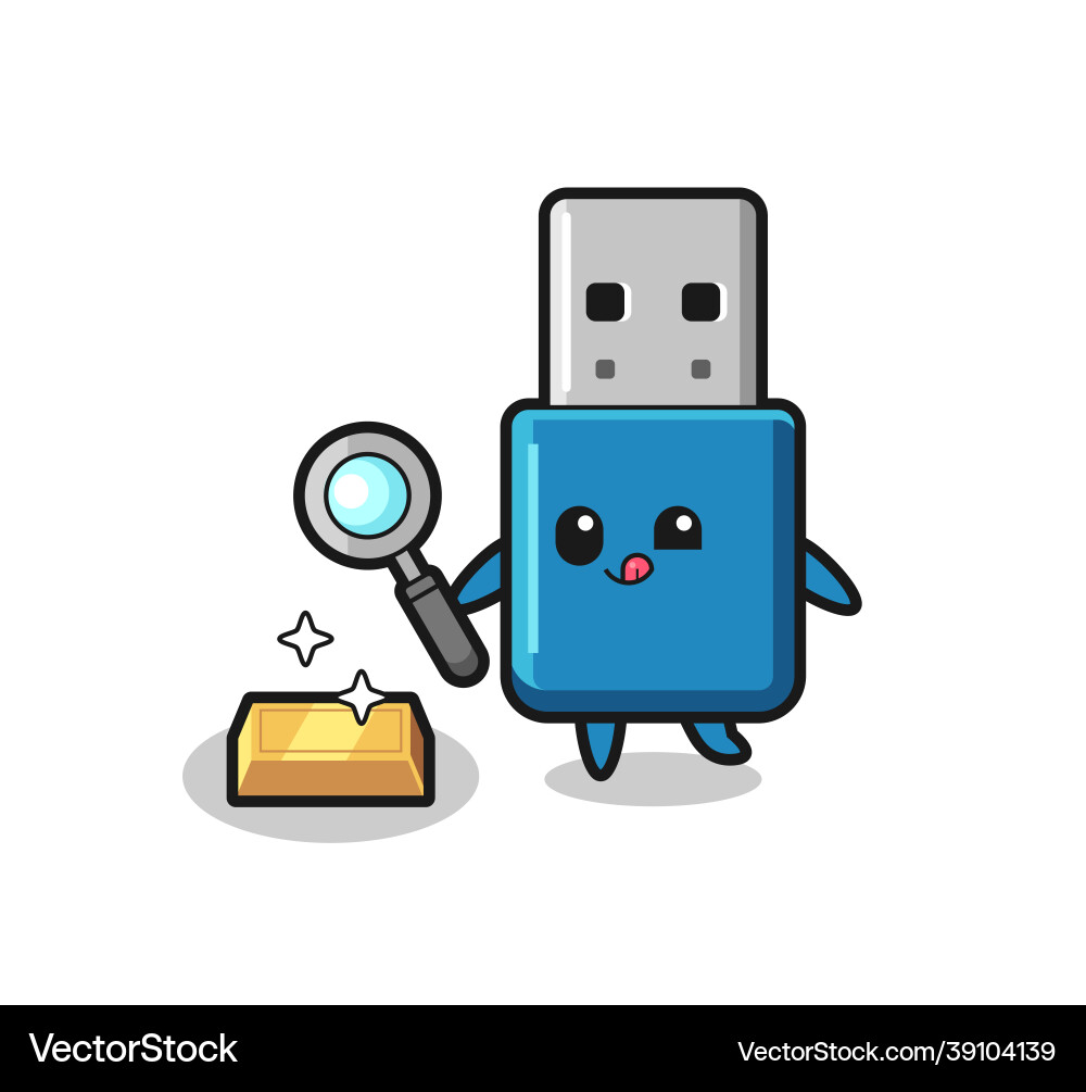 Flash drive usb character is checking Flash drive usb character is checking Vector Image