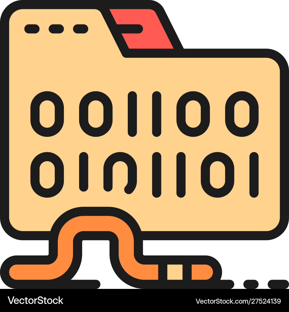 Folder virus computer worm flat color line icon Folder virus computer worm flat color line icon vector image
