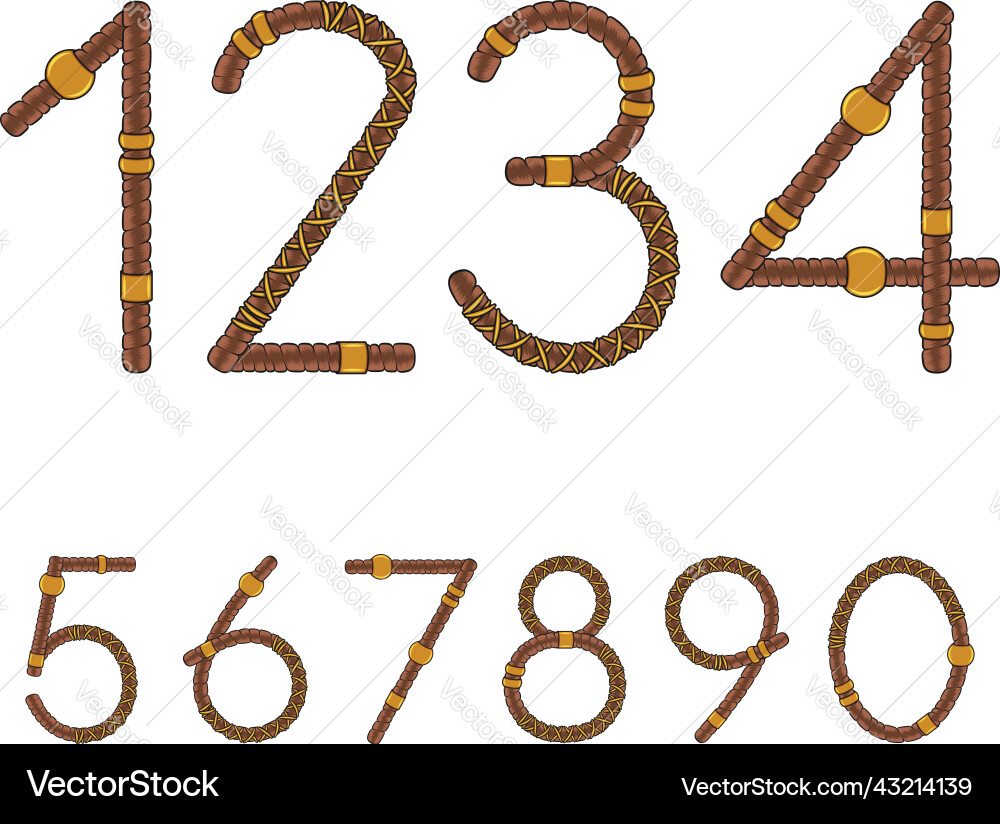 Font numbers from dreadlocks Font numbers from dreadlocks vector image