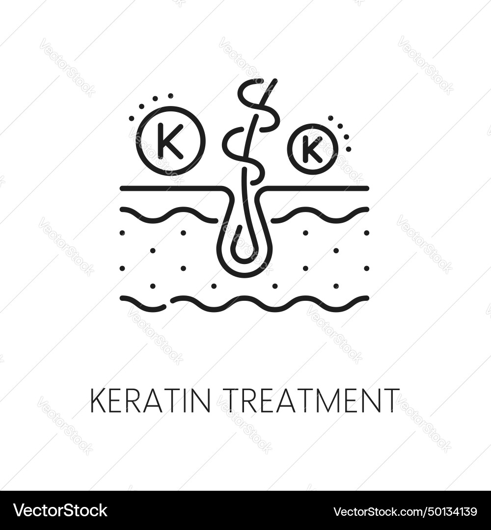 Hair care and keratin treatment linear icon Hair care and keratin treatment linear icon vector image