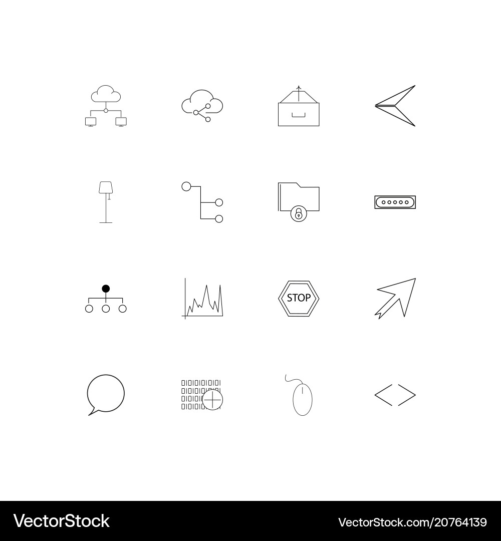 Internet technologies linear thin icons set vector image